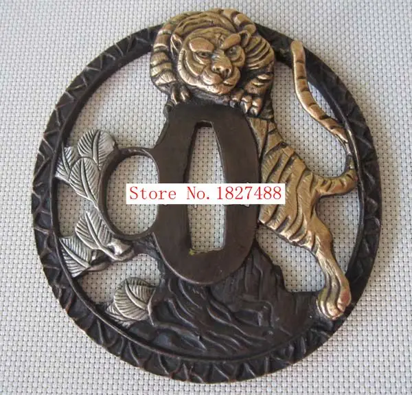 Высококачественная японская катана медь Цуба меч вакидзаси аксессуары W/Lion Design |