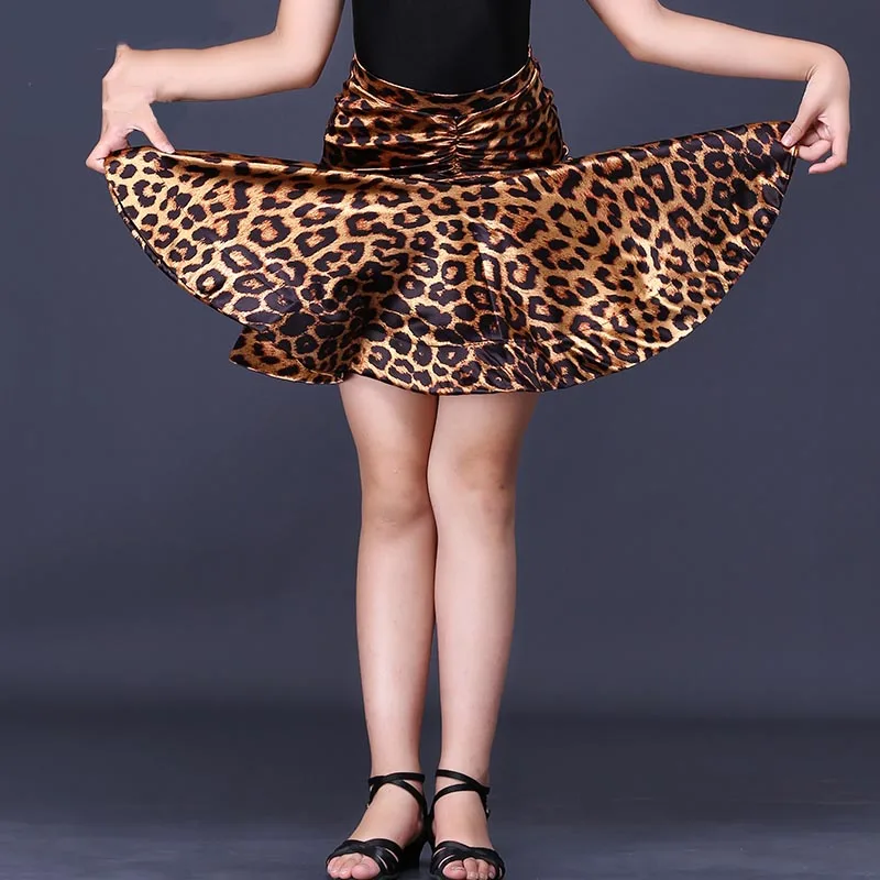Leopard Костюмы для латиноамериканских танцев юбка Детские юбки с леопардовым принтом Профессиональный Танго Сальса Румба ча-ча Самба Конкурс одежда для девочек, танцевальная одежда для этапа DN3091 - Цвет: Leopard