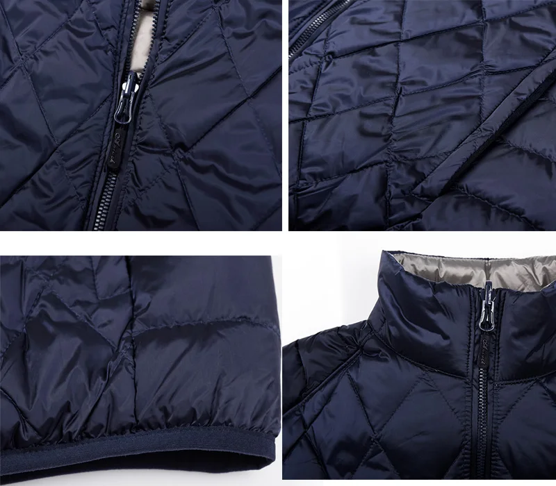 Мужская куртка на утином пуху двухсторонняя ультра легкий тонкий размера плюс