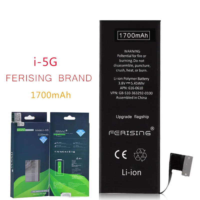 Оптовая продажа (сделано в 2020) FERISING Новый OEM телефон батарея для iPhone 5 5G