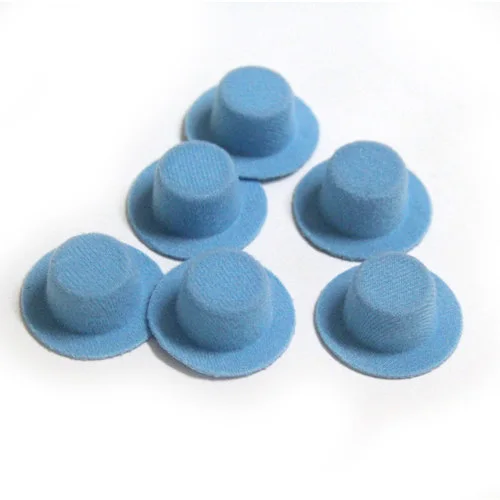 blue 100 шт./лот, вечерние мини-шляпы из фетра для куколки, аксессуары для волос, самодельная мини-шляпа 4 см, BJD, кукольная шляпа - Цвет: blue