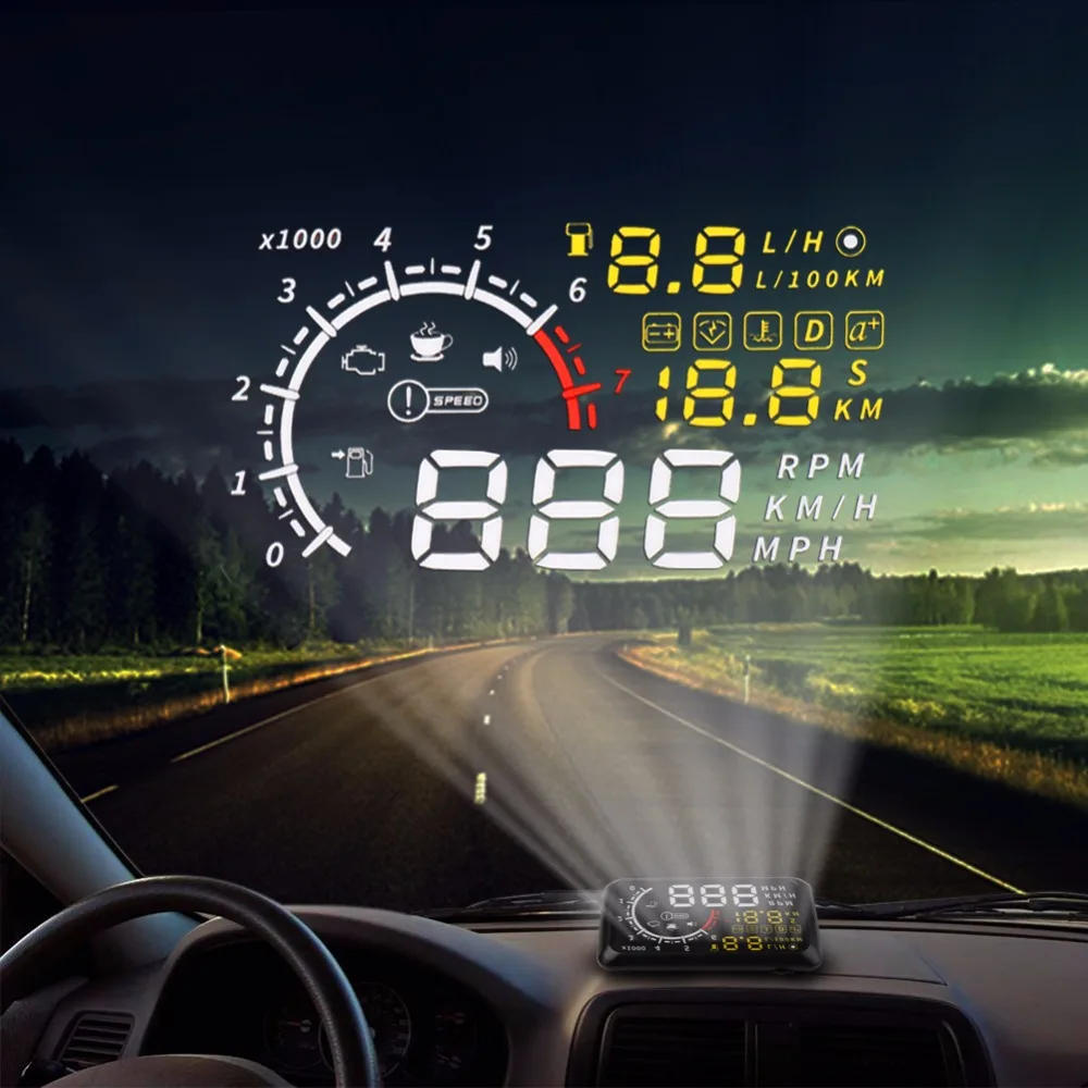 ONEVER 4c Авто HUD 5.5 ''Head Up Дисплей автомобиля Скорость проектор OBD2 II euobd более Скорость Предупреждение Лобовое стекло проектор сигнал тревоги Системы