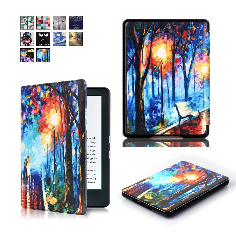 Тонкий чехол из искусственной кожи с магнитной застежкой защитный для Amazon Kindle 8th