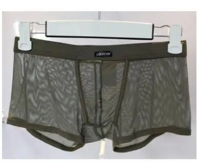 830 army green COCKCON/Для мужчин нижнее белье трусы-боксеры с изображением Шорты сексуальные прозрачные трусы-боксеры Шорты Для мужчин с низкой талией, в сеточку, трусики, мужские тонкие дышащие трусы геев - Цвет: 830 army green