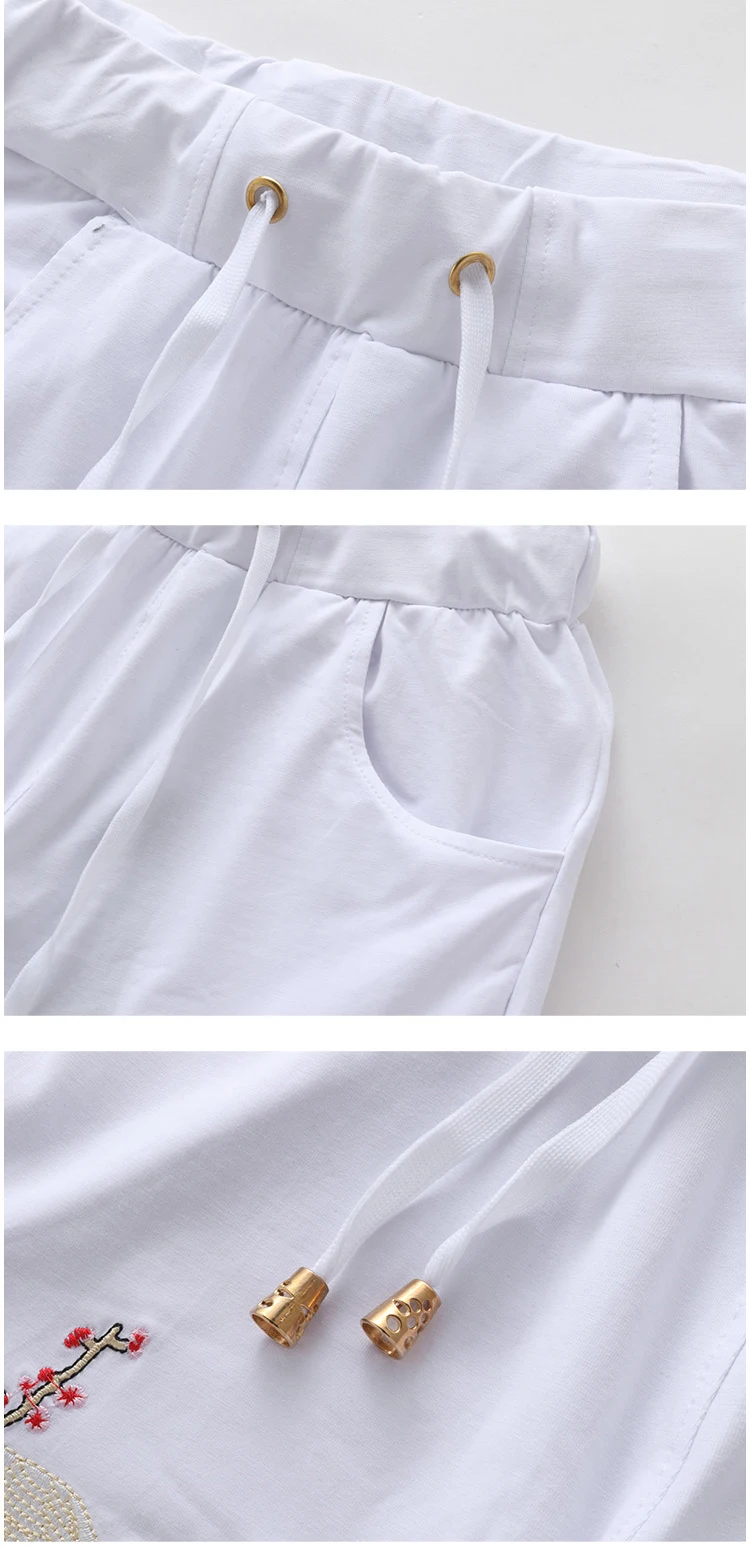 Новые модные летние шорты комплекты Для мужчин s Повседневное Crane Embroidery костюмы для Для мужчин китайский Стиль костюм с принтом Футболка+ брюки M-5XL