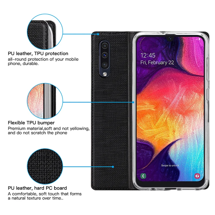 Роскошный тканевый флип-чехол для samsung Galaxy A50, кошелек, карман для карт, подставка, магнитная Обложка для книги, для samsung Galaxy A50