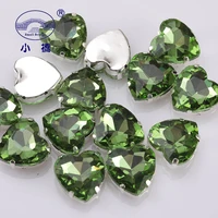 glitter flatback crystal sew on stones loose diy heart shaped dress stones glass decorative stone for clothing 10pcs s070