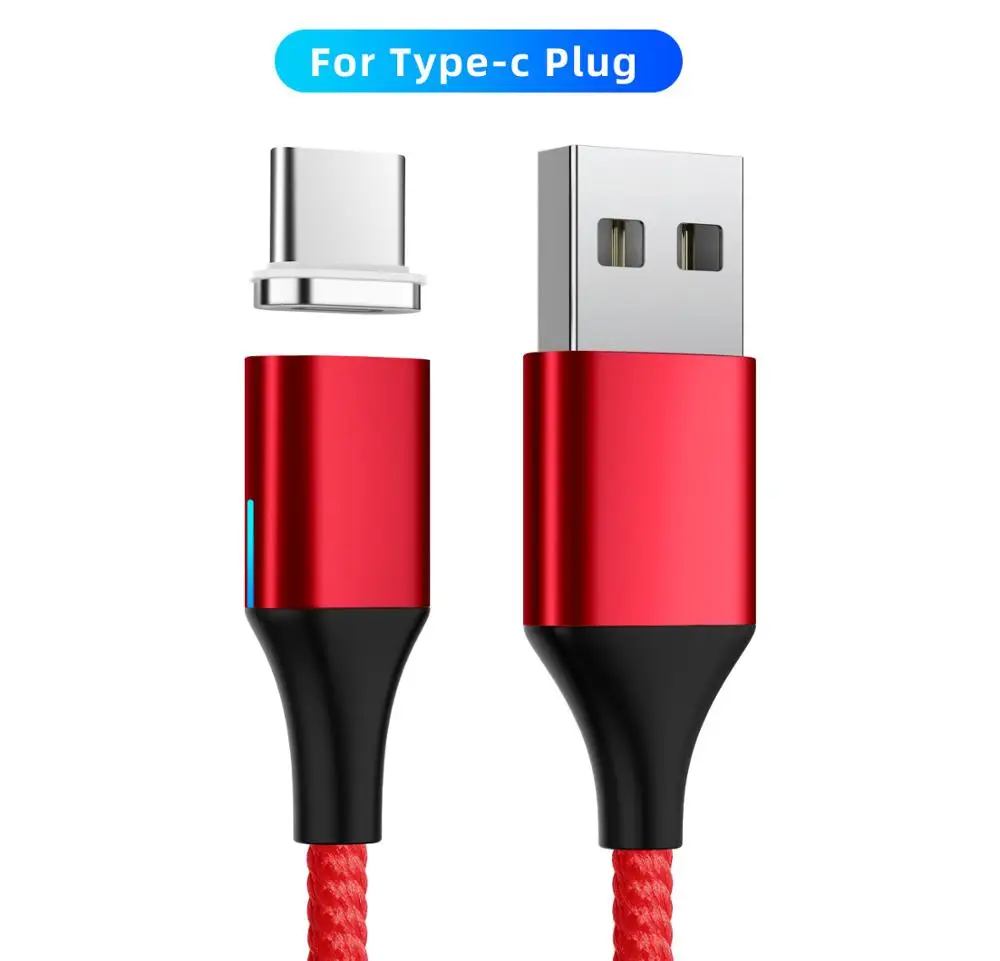 For Tpye-C Red Магнитный usb-кабель Uverbon, суперзарядный кабель USB type C, Магнитный зарядный кабель Micro usb для зарядки и передачи данных, кабель USB для мобильного телефона - Цвет: For Tpye-C Red