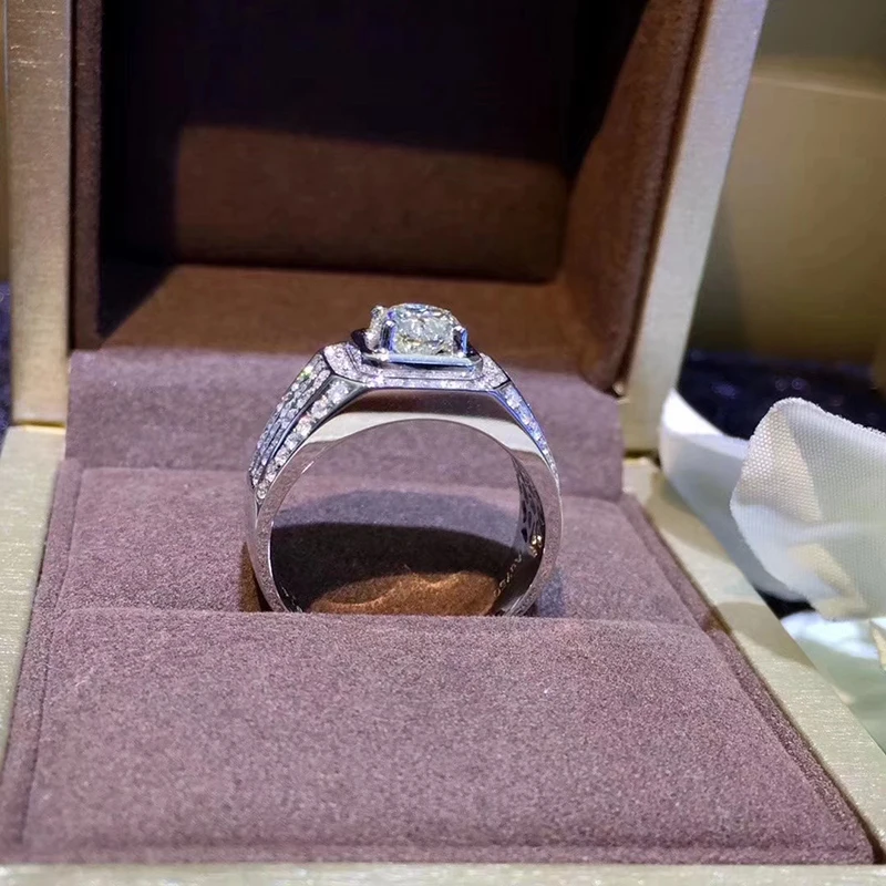 14 карат мужские ювелирные изделия 1ct Moissanite мужское кольцо белое золото кольцо для мужчин 585 14 Белое золото ювелирные изделия обручальные ювелирные изделия