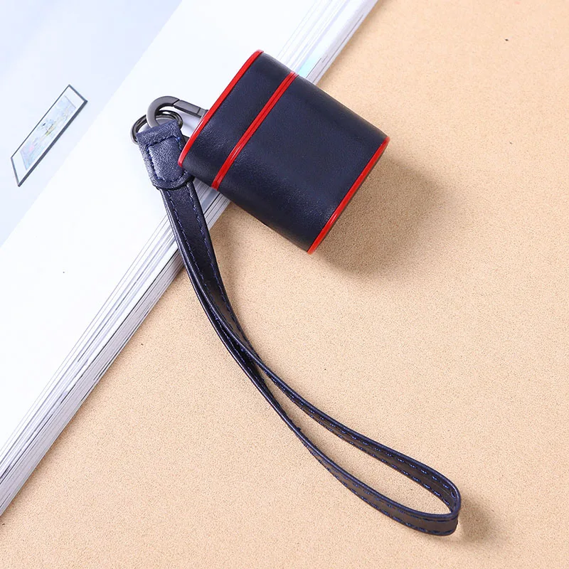 Deep Blue Кожаные чехлы для наушников для Honor FlyPods/huawei FreeBuds 2 зарядный ящик бизнес защитный чехол - Цвет: Deep Blue