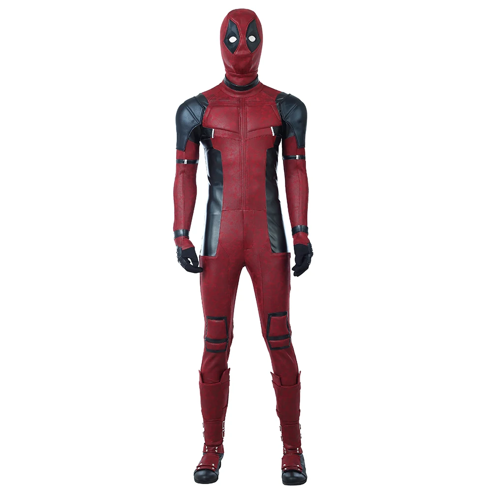 High Quality Deadpool 2 Costume Halloween Superhero Red Leather Deadpool Jumpsuit Deadpool Cosplay Costume