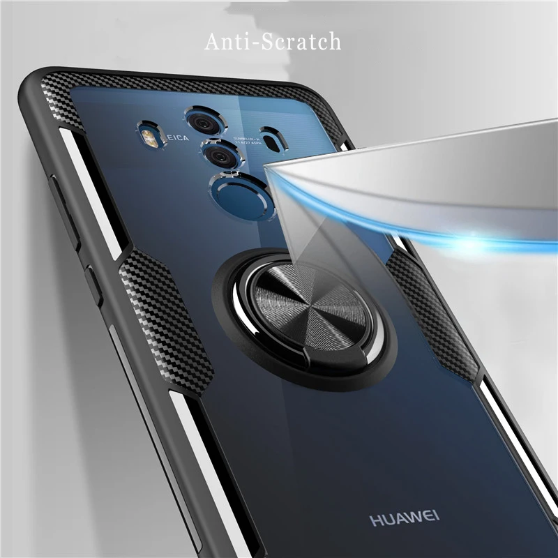 Адсорбция Магнитный Автомобильный кронштейн Прозрачный чехол для Huawei mate 10