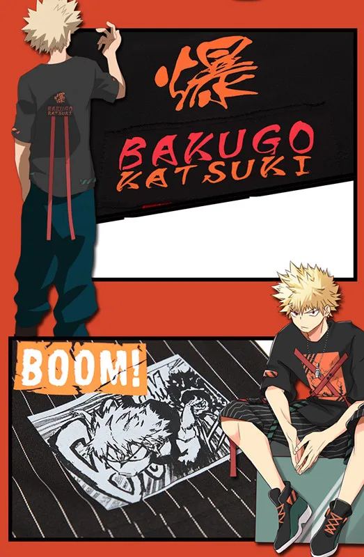Аниме мой герой Академии Bakugou Katsuki Boku без герой Костюмы для косплея Для женщин Для мужчин летняя хлопковая футболка и штаны, костюм