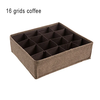 16-girds-coffee Коробка для хранения нетканого складного нижнего белья ящик для хранения носков шкаф Органайзер 8 балок/16 ячеек лифчик Галстук Носки Органайзер - Цвет: 16-girds-coffee