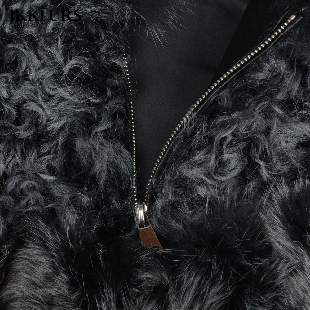 

2021 New Women's Real Fox Fur Gilets Fashion Lamb Fur Hooded Vest Winter Thick Warm Fur Waistcoat Top Quality S7213