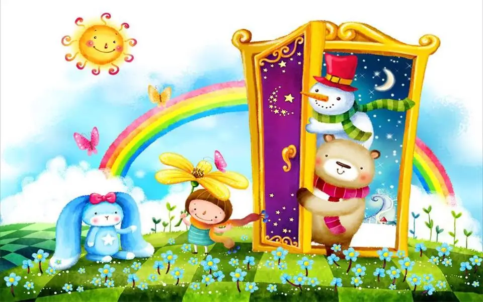 Пользовательские 3d фото обои комната росписи мир Радуга Фея Королевство HD