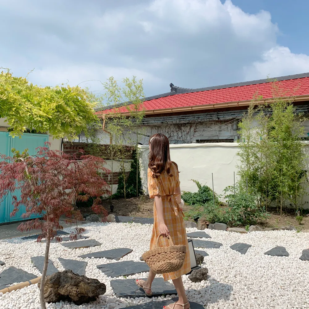 Новое летнее платье больших размеров, вечерние платья в стиле бохо для девочек, винтажное платье с коротким рукавом, Синие Клетчатые желтые женские платья, длинное платье, Vestido