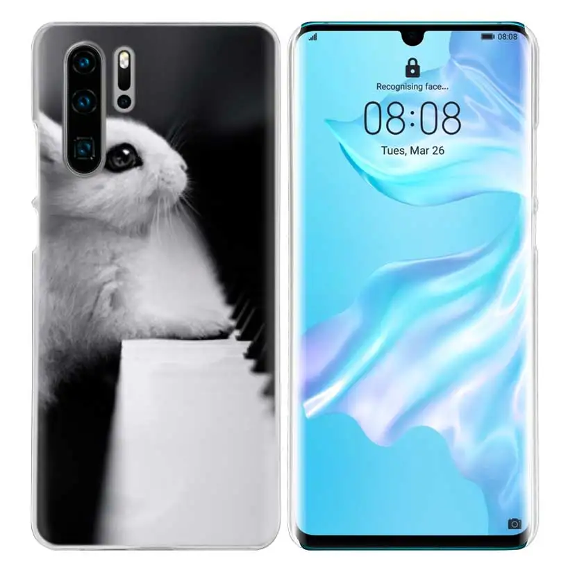 04 Милый белый чехол с кроликами для huawei P20 P30 P Smart Nova 4 3i P10 P9 P8 mate 10 20 lite Pro Mini жесткий чехол для телефона - Цвет: 04