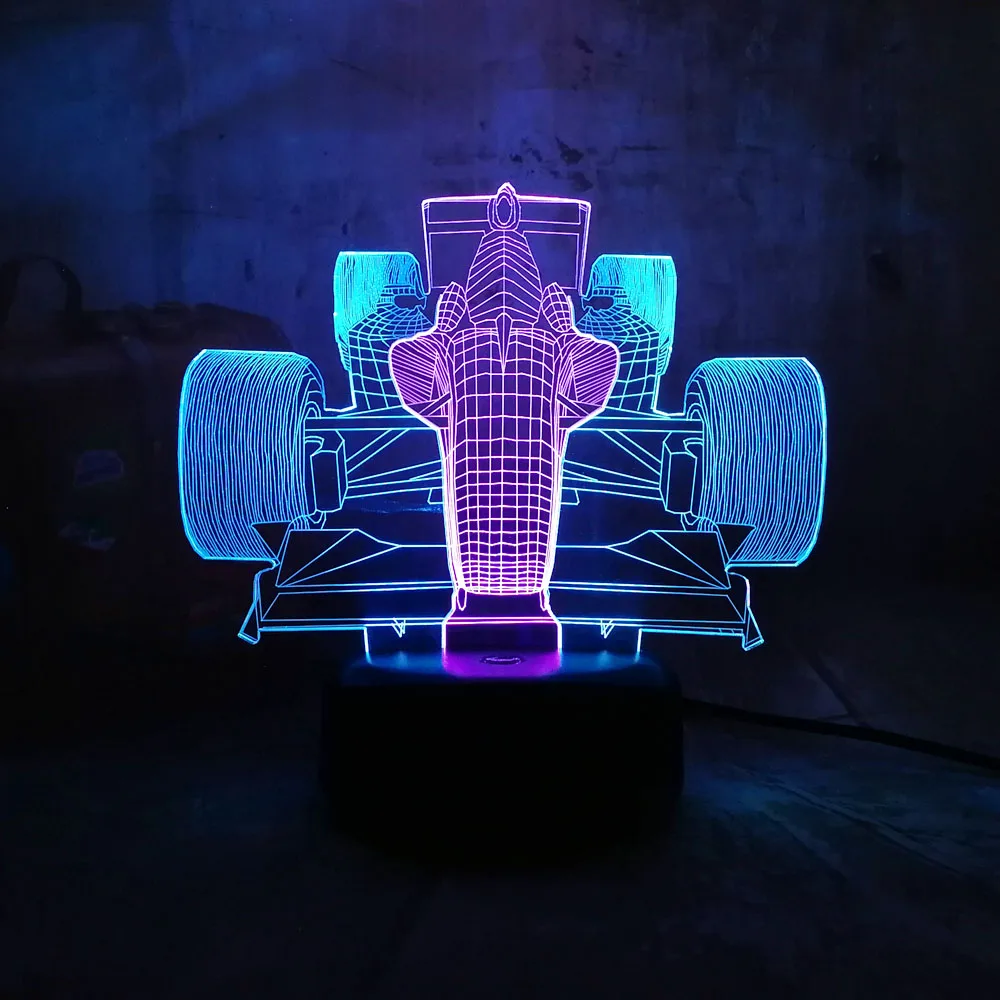 Новинка крутой 3D светодиодный ночной Светильник Formula Racing смешанные 7 цветов RGB бар