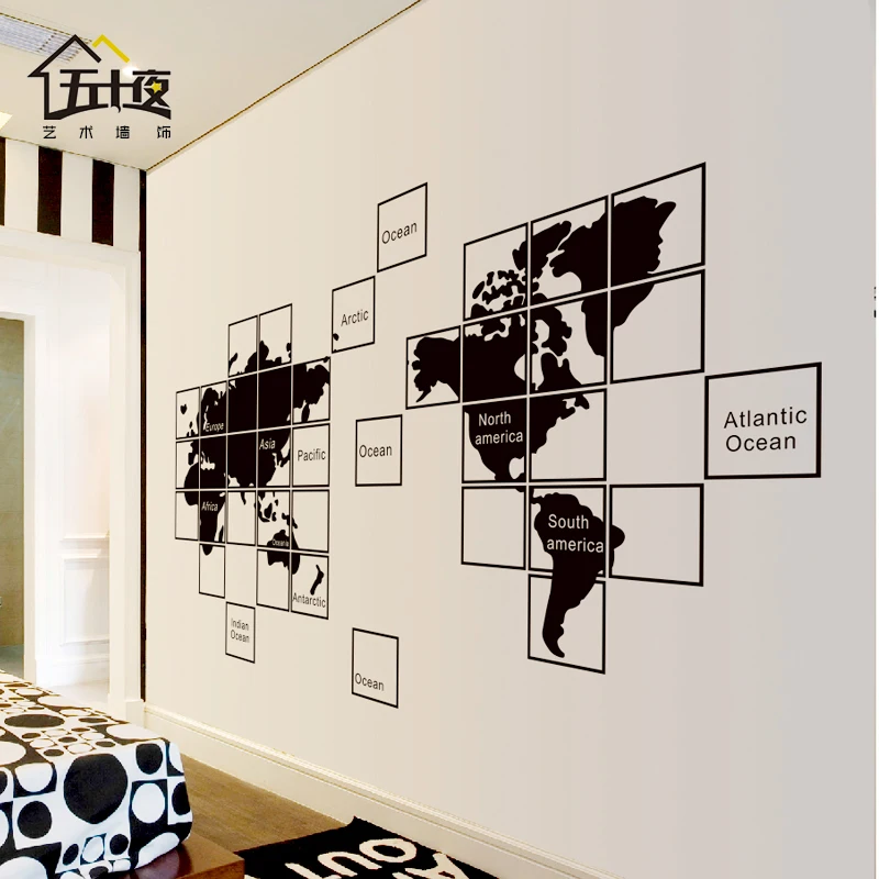 Карта мира виниловая наклейка на стену мозаика карта фон для дивана настенная
