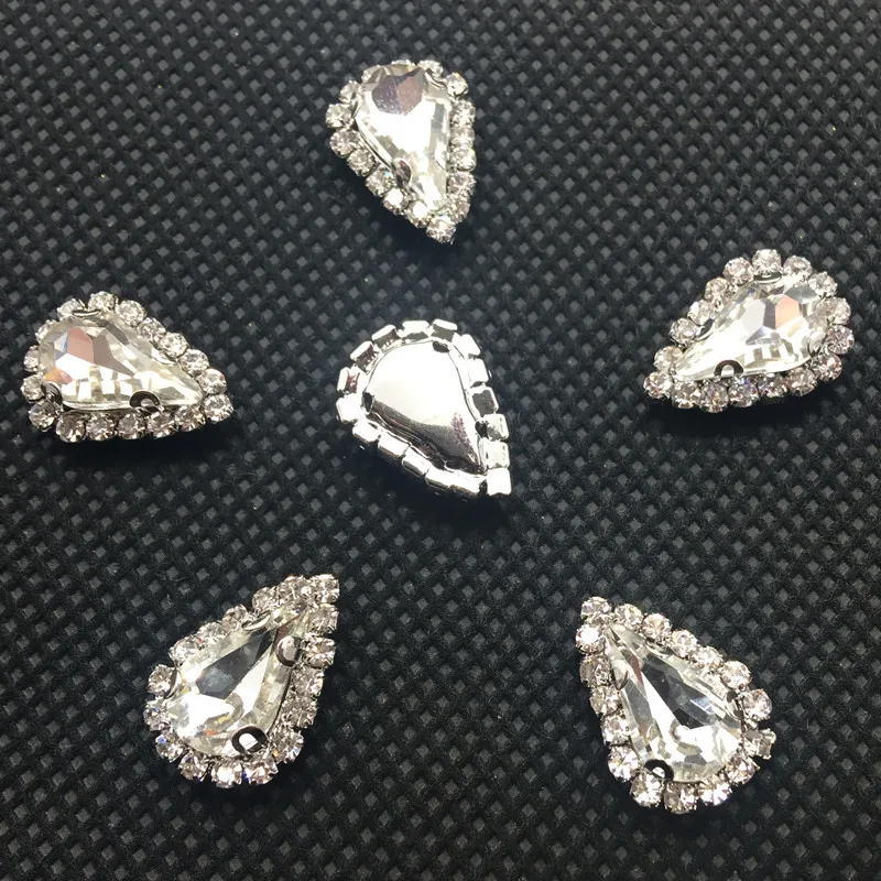 Стеклянные стразы в форме капли 8x13 мм для шитья с кружевными краями ручная работа