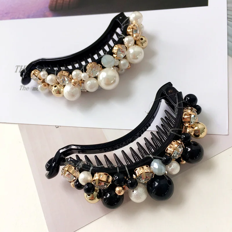 Женский модный головной убор с цветными кристаллами заколка-банан для хвоста