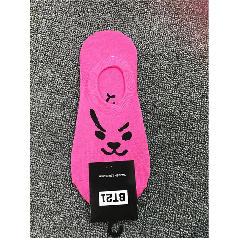 7 пар/упак. Kpop BTS BT21 мультфильм невидимые носки по щиколотку милые животных ТАТА