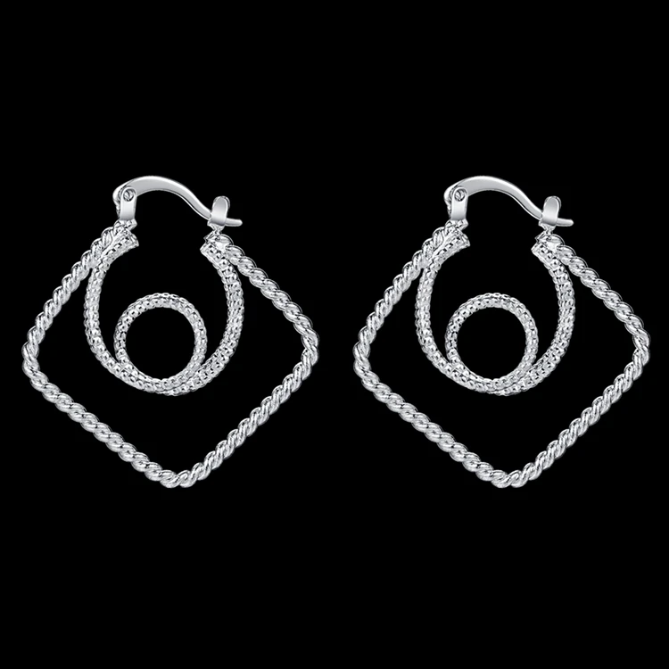 Простые высококачественные серебряные серьги Nested loop для женщин модные ювелирные