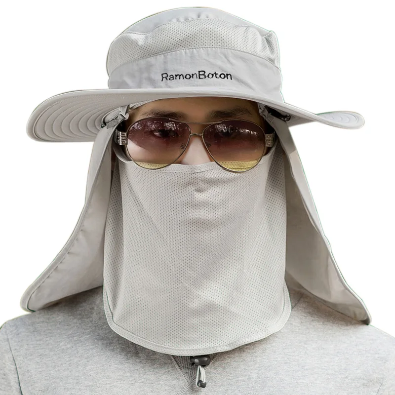 Foldable hat men's summer outdoor big fishing cap visor mountaineering sun fisherman Masked anti-mosquito | Аксессуары для