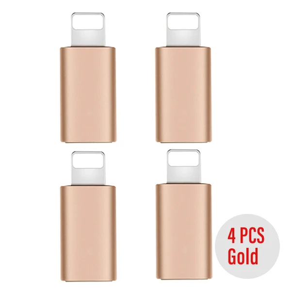 4PC Gold ACCEZZ 4 шт. Мини OTG адаптер Micro USB на 8 Pin для Apple зарядки для iphone X XS MAX XR 8 7 6S Plus синхронизация данных Зарядка конвертер - Цвет: 4PC Gold