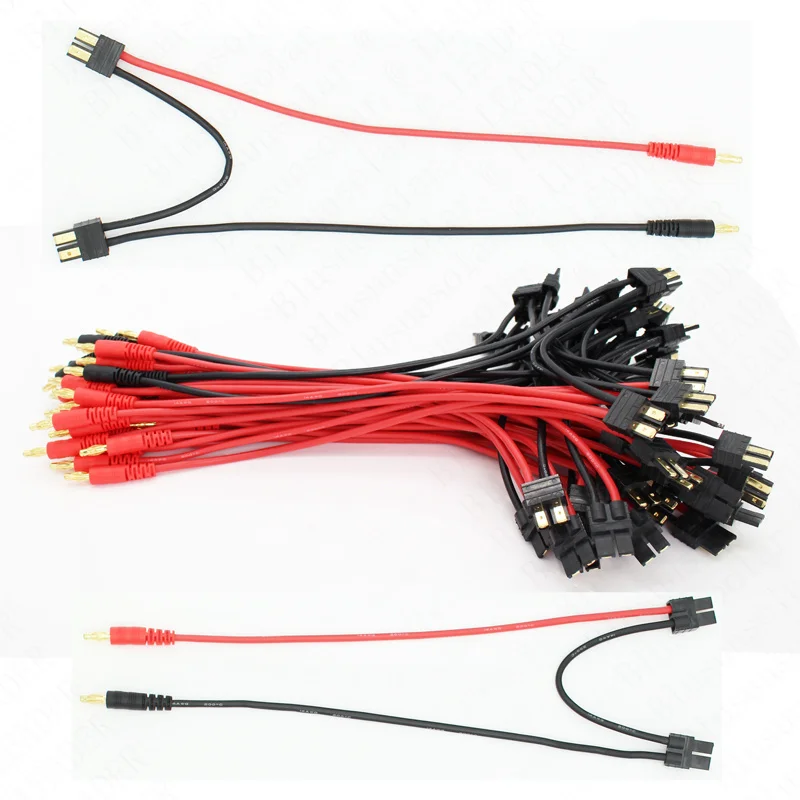 

100 pcs /Lot 25cm 14 AWG Cableof 4.0 mm Banana Plug Connector to TRX Male Series Connector for RC Part