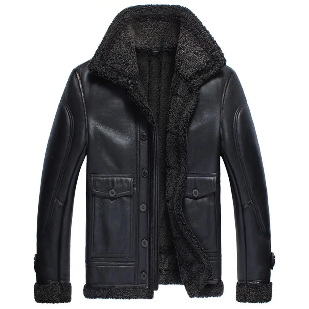 Мужская куртка B3 Flight Shearling зимняя теплая мужское короткое пальто|Мужские кожаные