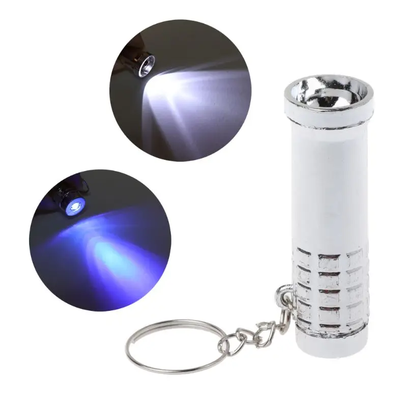

2 In 1 Mini LED Keychain White LED Torch Light and UV Purple Flashlight Keyring