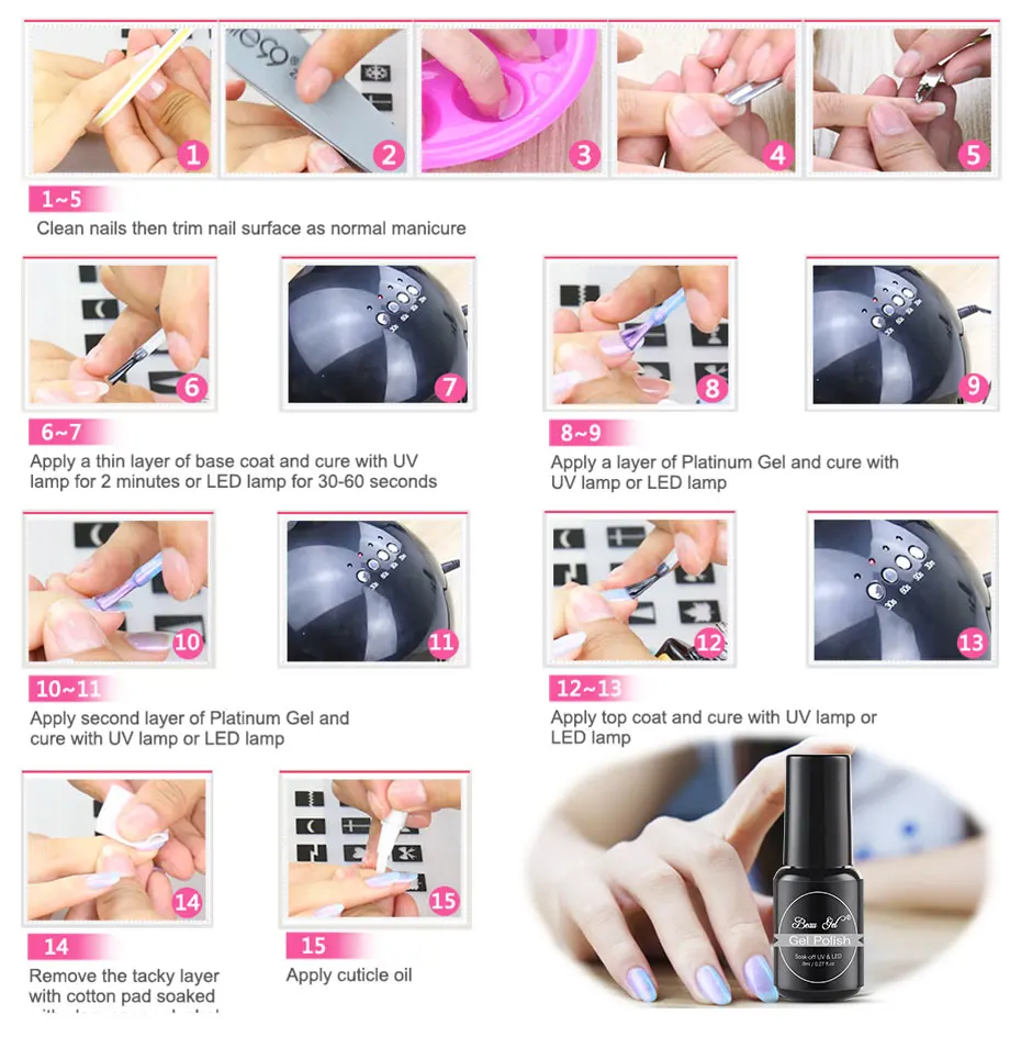Beau Gel 8ml Shell Mermaid UV Gel Varnish Pearl Shell UV LED Gel Polish Semi Permanent Hybrid Varnish Soak Off Gel Nail Polish