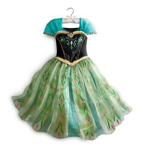 anna dress B Платье Эльзы на заказ; платье для костюмированной вечеринки; костюм Эльзы; Congelados fantasia Vestido Roupas infantil meninas disfraz princesa - Цвет: anna dress B