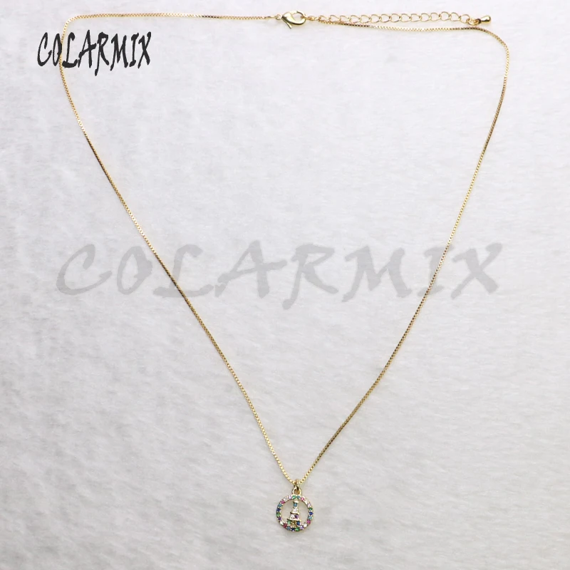 6 шт. Rianbow Циркон круглые подвесные украшения ожерелье милый маленький круглый