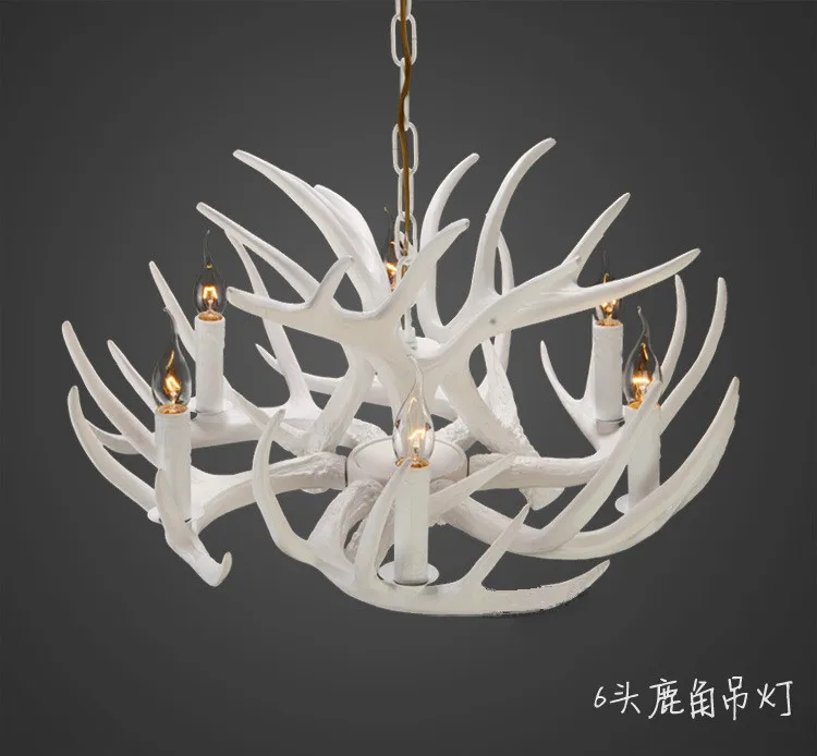 White Antler Lamp In Pendant Chandelier 4/6/9 Arms Optional E14 Socket Living High Quality Natural Resin | Освещение