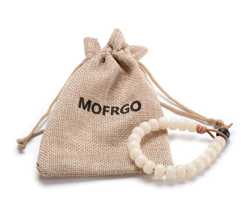MOFRGO натуральный Bodhi женские браслеты из бисера деревянные Семена с кожаной оплеткой простой китайский стиль медитация женский браслет