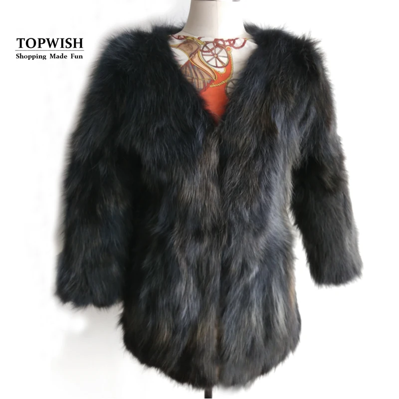 New Arrival V neck Fur Coat For Women Customize Factory Wholesale Real Raccoon Jacket Outwear Dropshipping Overcoat TSR86 | Женская