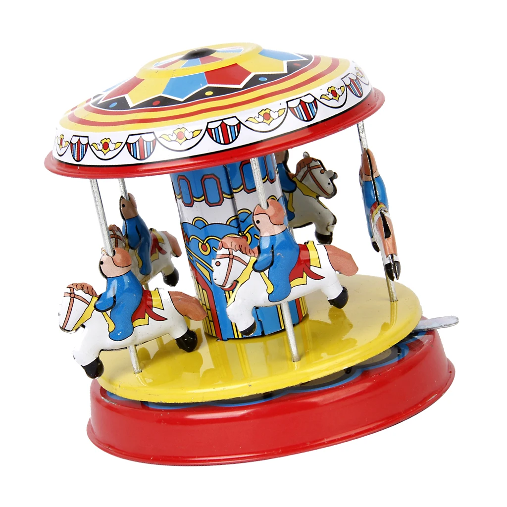 Vintage SPINNING Horse Carousel Fairground Merry Go Round Classic Tin Toy Gift |