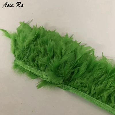 apple green 10 метров темно-синий натуральный Турция бахрома с перьями лента 10-15 см для свадьбы юбка платье украшения DIY вечерние Craft перо - Цвет: apple green