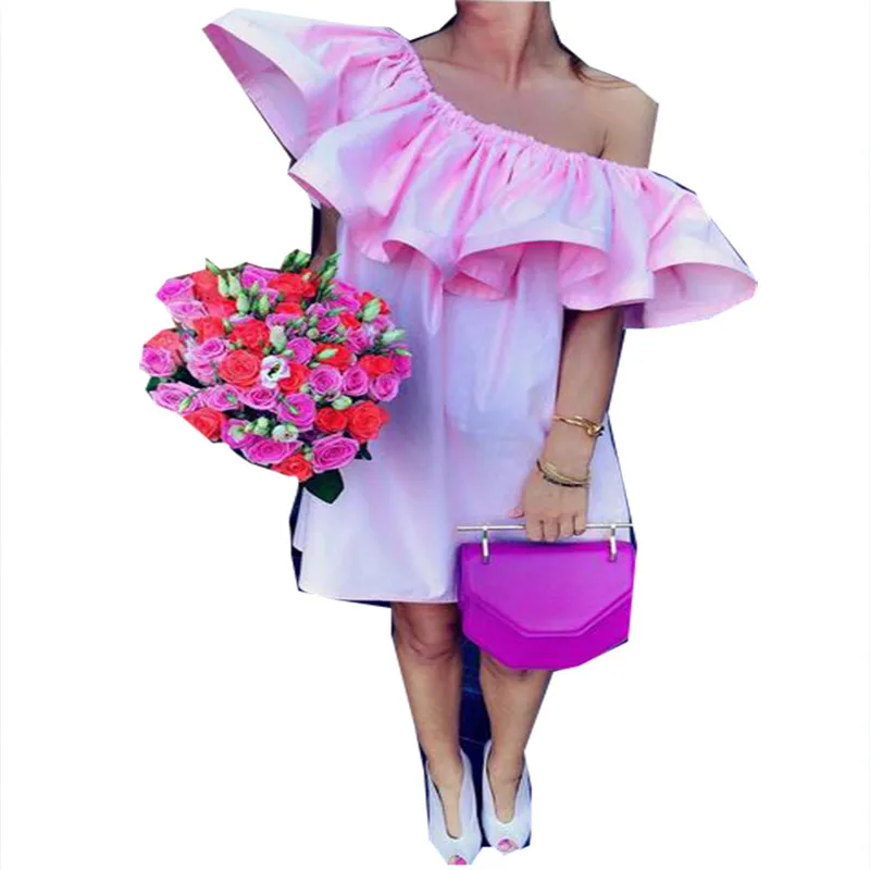 Летнее платье новинка 2016 модное женское белое розовое сексуальное без бретелек с