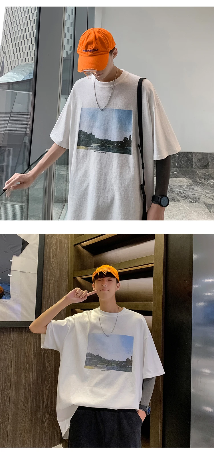 Summer New Korean Version Of The European And American Harajuku Style Trend Handsome Wild Casual Short-sleeved T-shirt M-XL