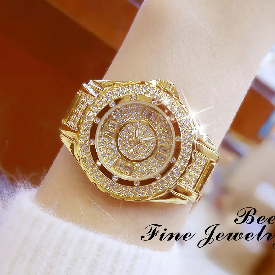 High Quality Fashion Newest 2018 Top Brand Luxury Waterproof Diamond Gold Ladies Watch Womens Hot Quartz Silver Women Watches BS images - 6