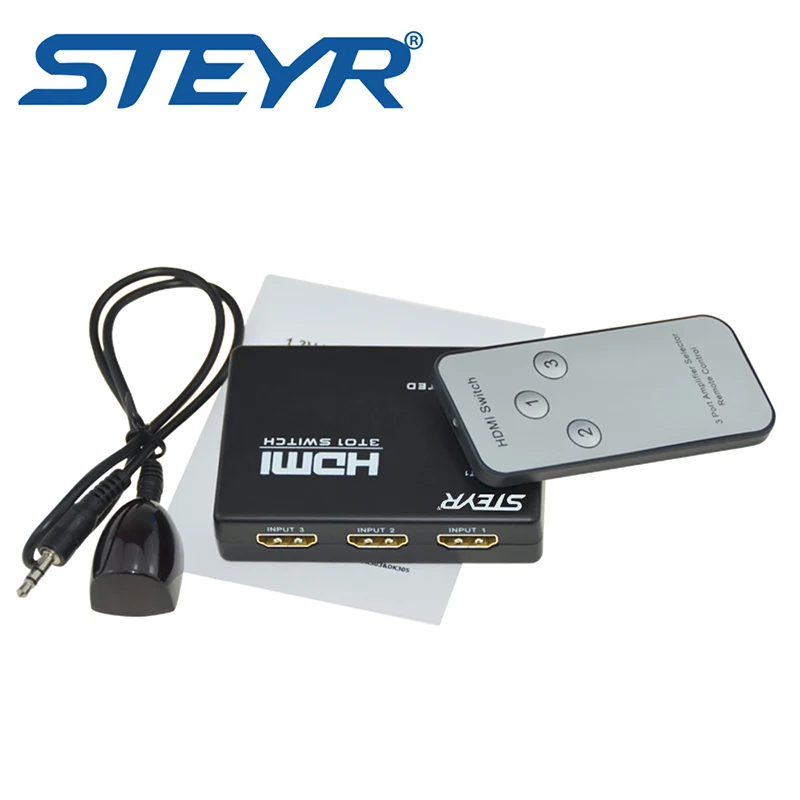 STEYR HDMI сплиттер 3 порта переключатель удаленный Переключатель порт 1080P входа 1