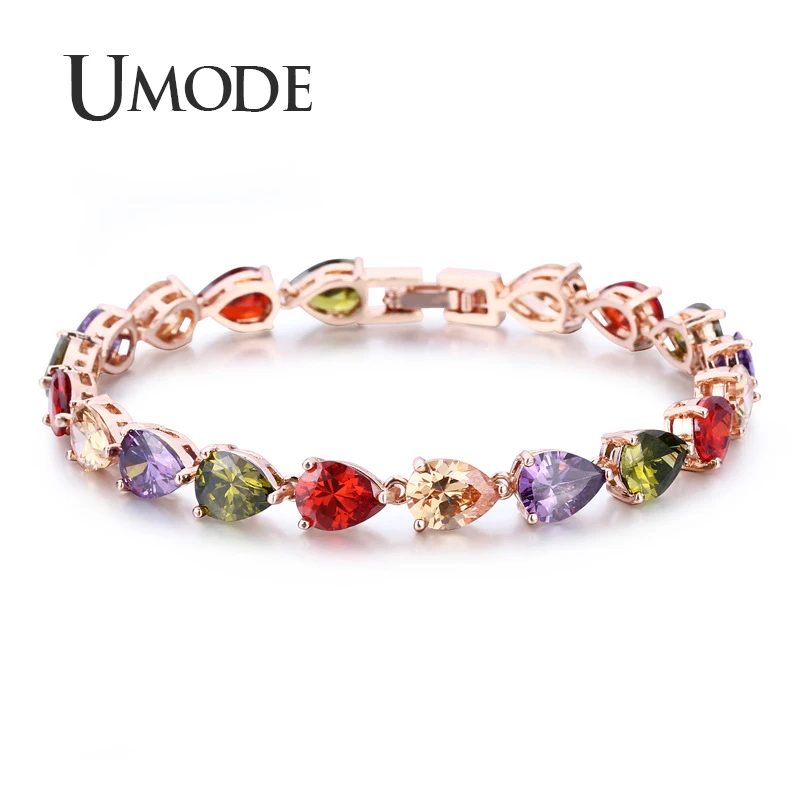 Красочные модные браслеты UMODE с кубическим цирконием свадебные украшения для