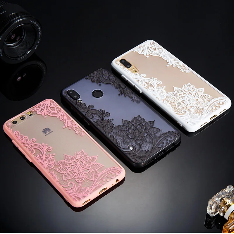 Sexy Lace Flower Phone Case For Huawei P20 P10 P9 P8 lite P Smart Hard PC Back Cover On Honor 7C 7A Pro 7X 6X 10 9 |