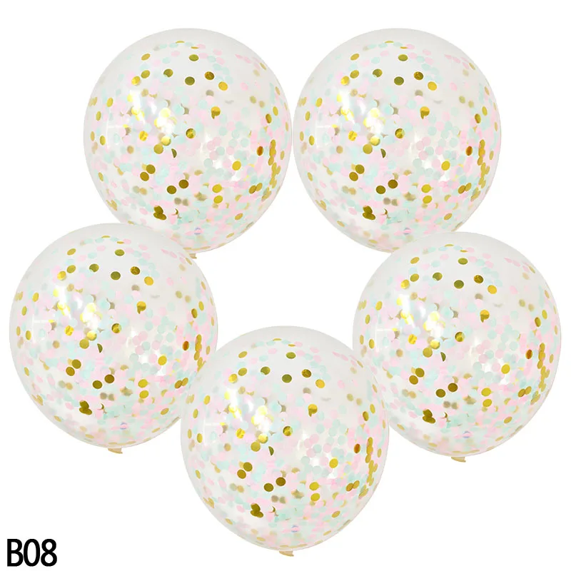B08 5 шт., 12 дюймов, конфетти, воздушные шары, прозрачные, вечерние, для свадебной вечеринки, украшения, для детей, на день рождения, товары для вечеринки, воздушные шары, игрушки - Цвет: B08