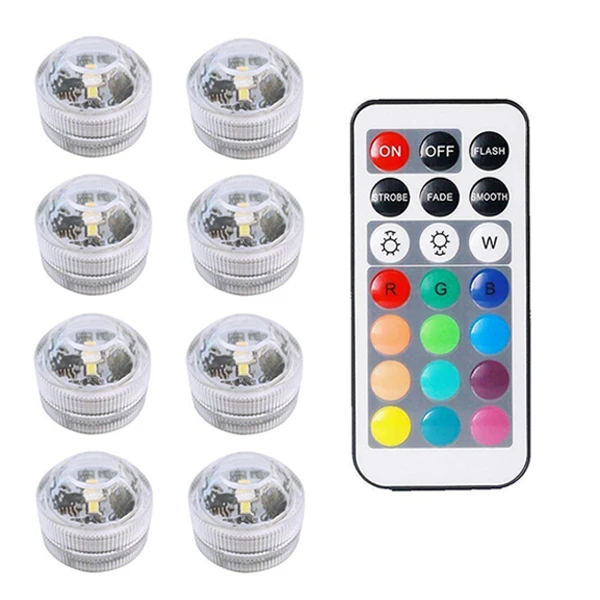 8lamp 1controller Xsky RGB погружной светодиодный подводный светильник на батарейках, ночник, чайный светильник s для вазы, чаши, вечерние, свадебные, праздничные украшения - Испускаемый цвет: 8lamp 1controller