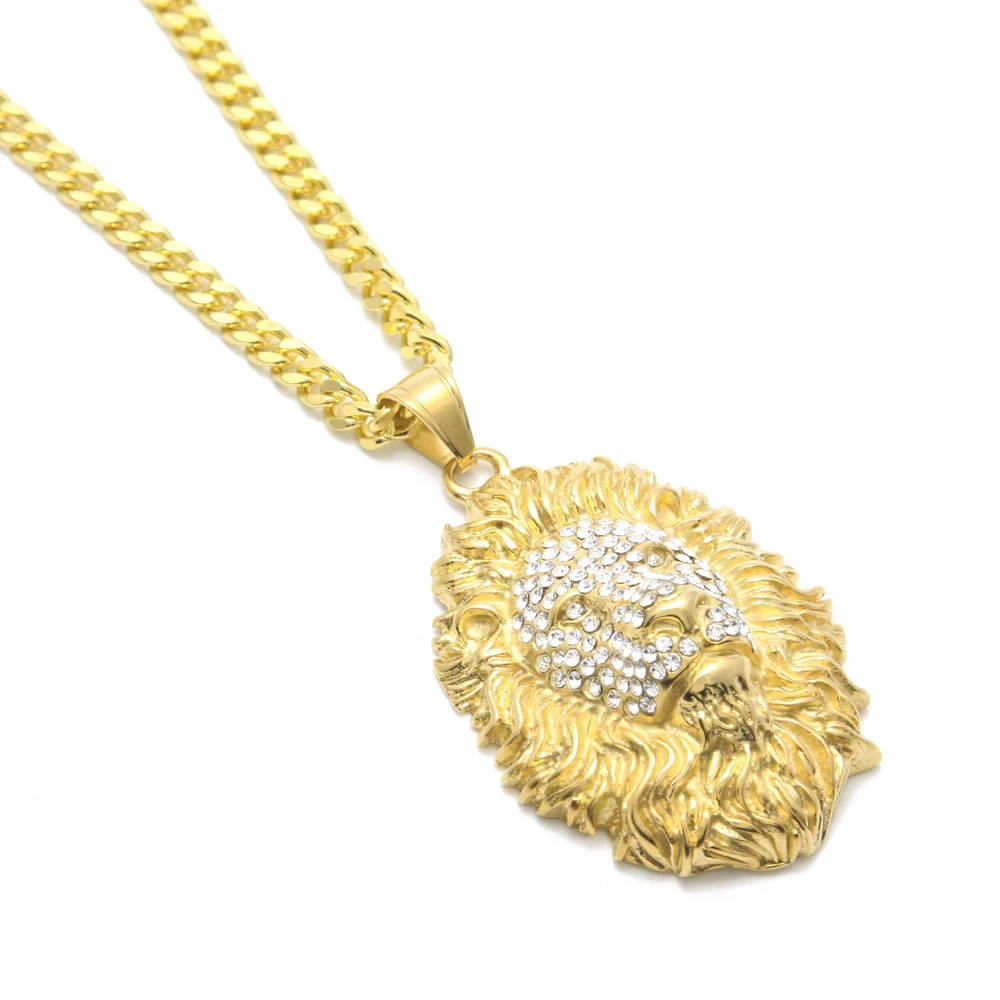 2018 новый стиль хип-хоп кулон из нержавеющей стали с головой льва ожерелье мужские